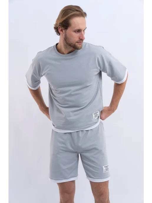 elise shop Костюм спортивный с шортами летний, серый