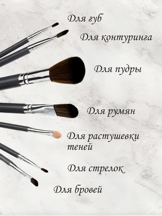Набор кистей для макияжа, черный, фото 4