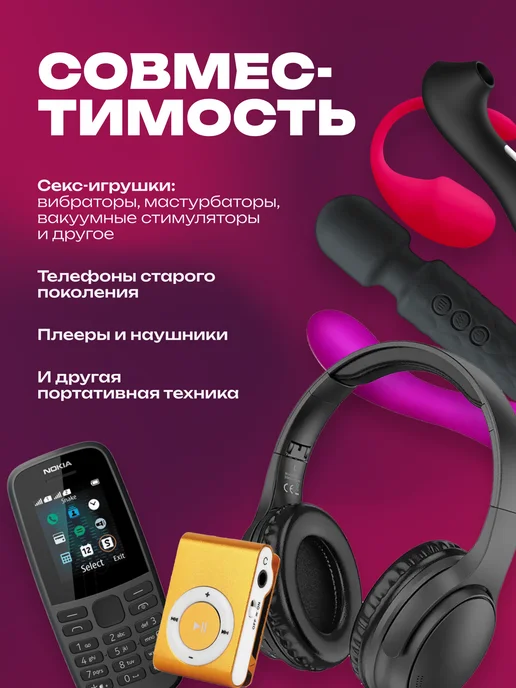 INDI LOVE Зарядка для вибратора и секс-игрушек кабель USB micro jack, белый, фото 4