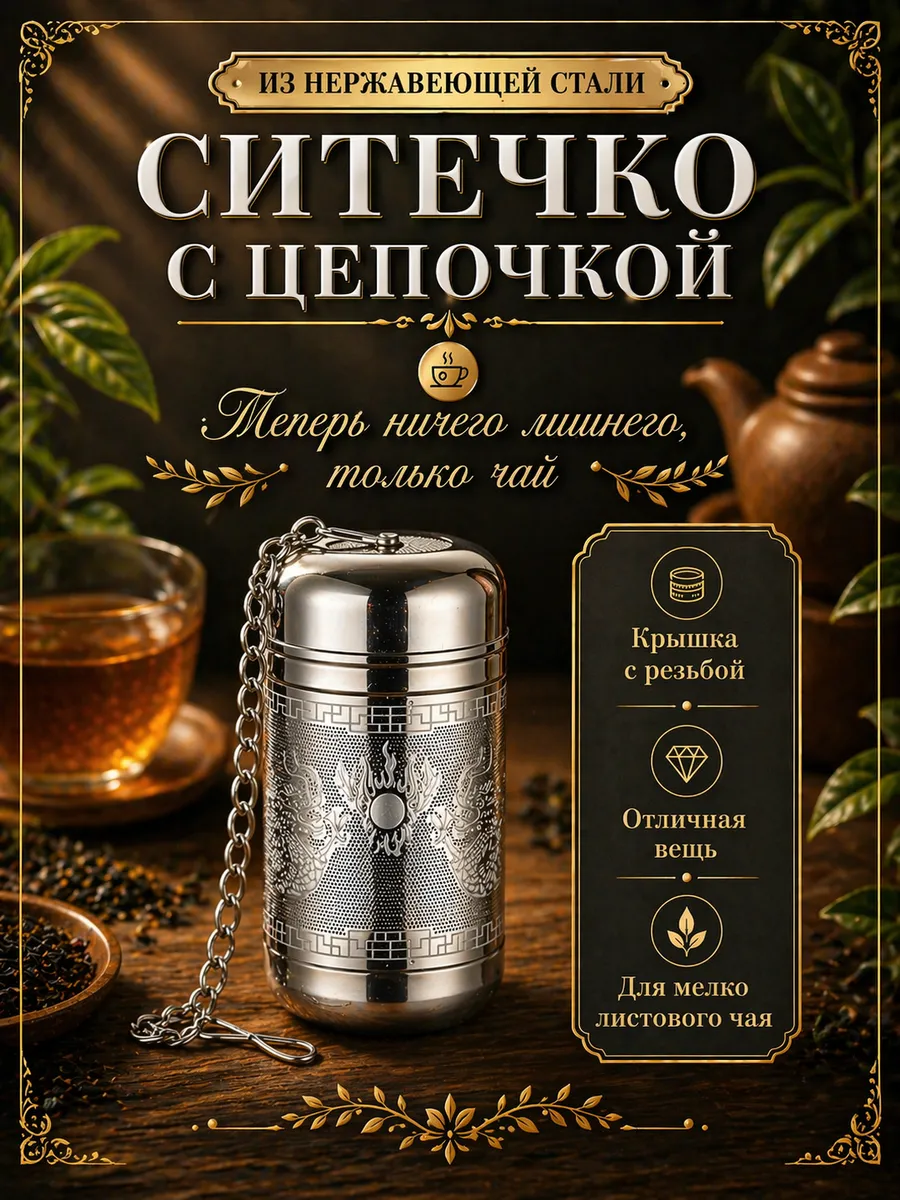 Ситечко для заваривания чая и трав с цепочкой