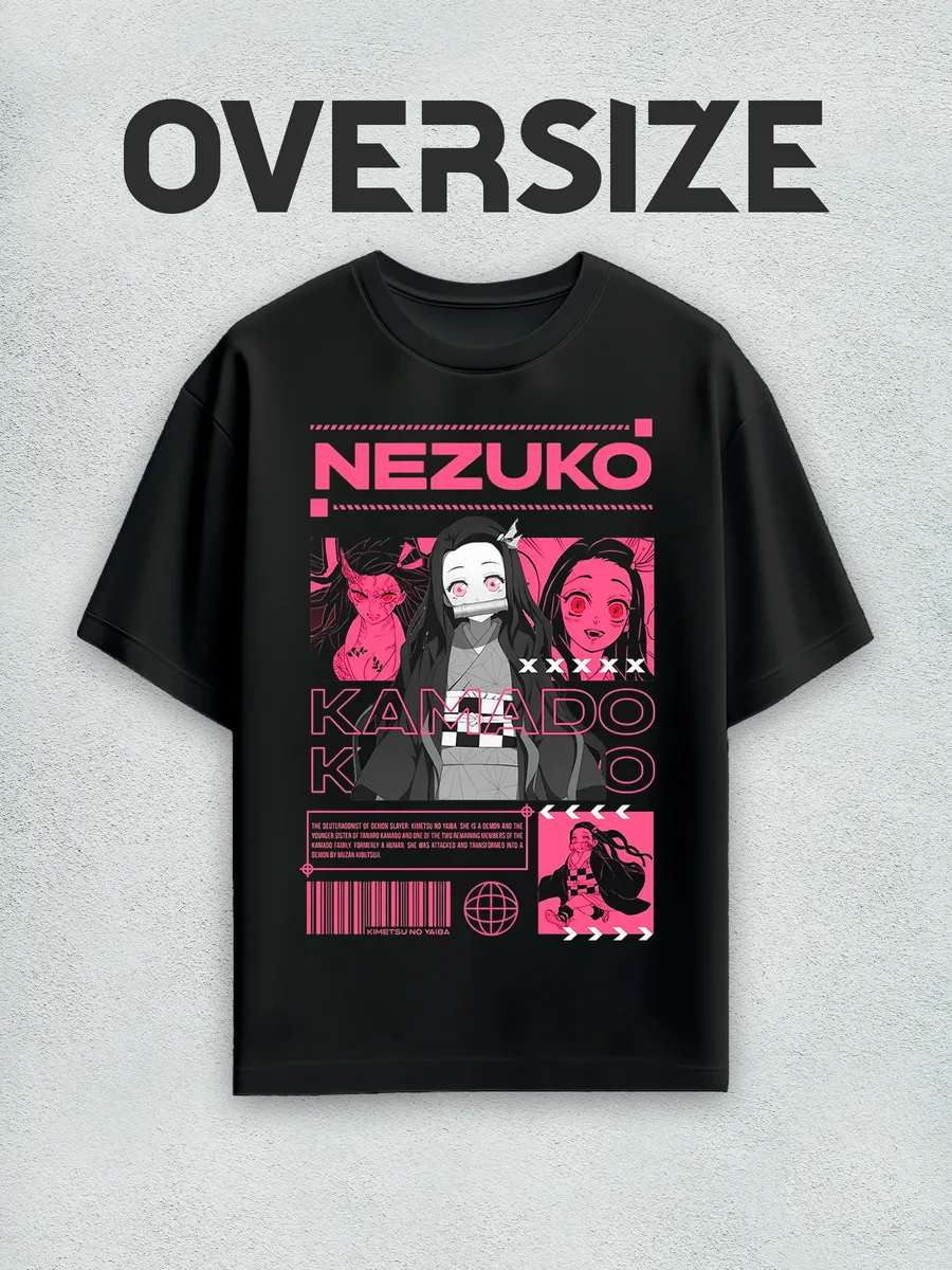 Футболка оверсайз аниме Нэдзуко клинок, рассекающий демонов