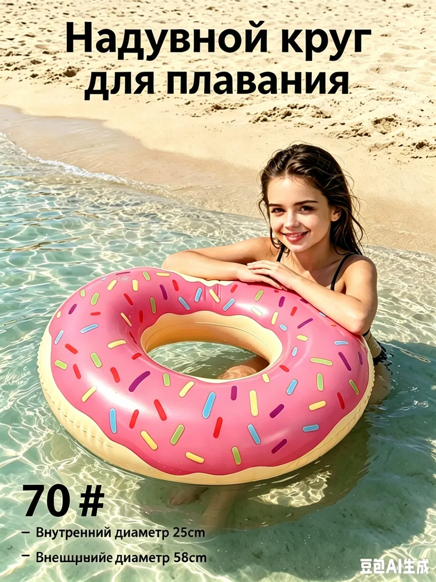 Круг для плавания пончик детский