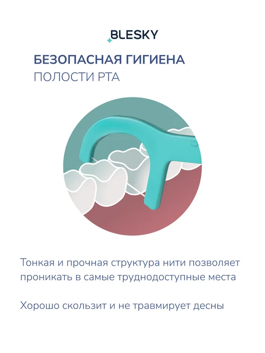 BLESKY Флоссер прочная зубная нить с зубочисткой 50 шт, 50 шт, фото 2