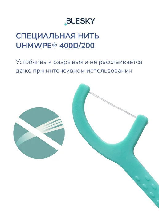 BLESKY Флоссер прочная зубная нить с зубочисткой 50 шт, 100 шт, фото 3