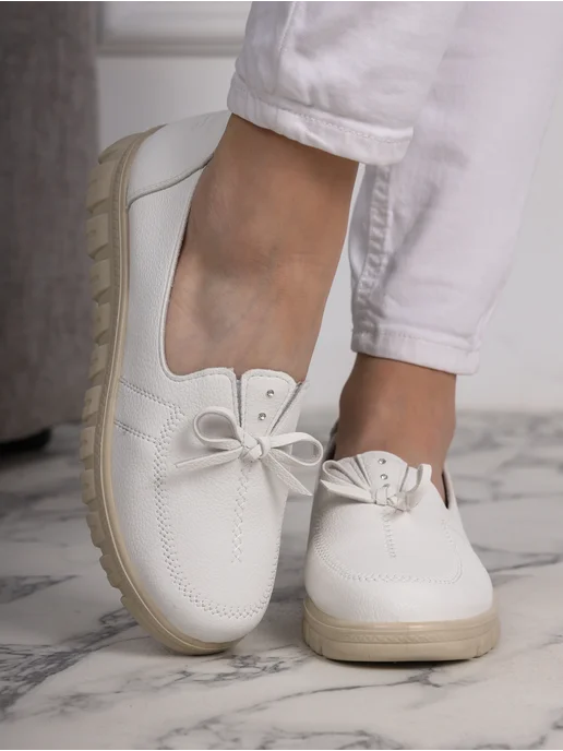 LADYSHIP Мокасины летние на платформе дышащие, белый