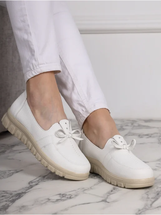 LADYSHIP Мокасины летние на платформе дышащие, белый, фото 3