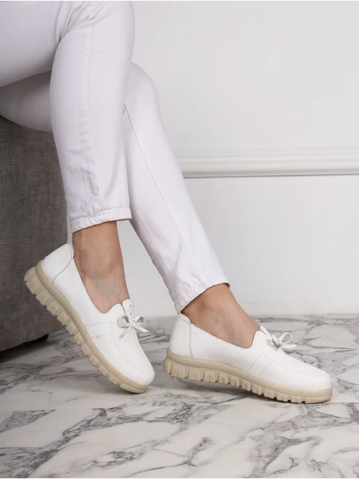 LADYSHIP Мокасины летние на платформе дышащие, белый, фото 4