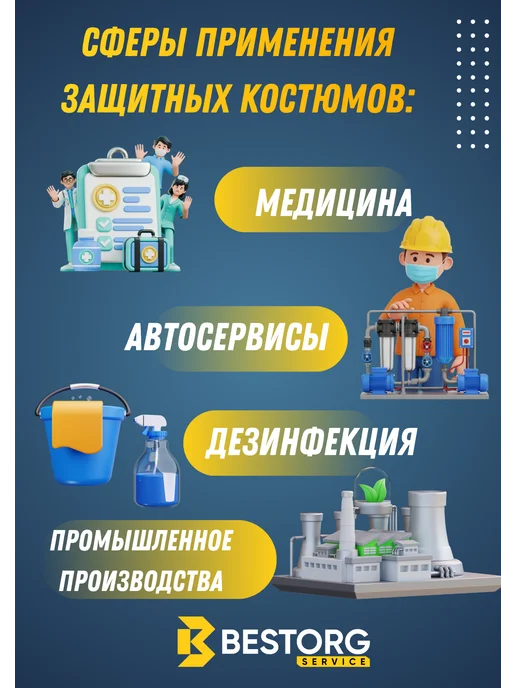 BESTORG Комбинезон защитный одноразовый ChemMax, белый, фото 3