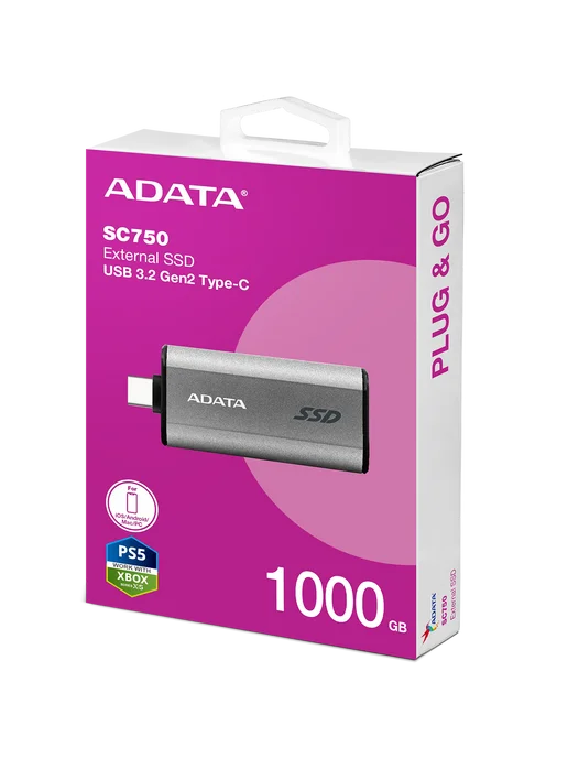 ADATA Внешний SSD 1 ТБ SC750-1000G-CCBK USB Type-C серый, 1 ТБ, фото 8