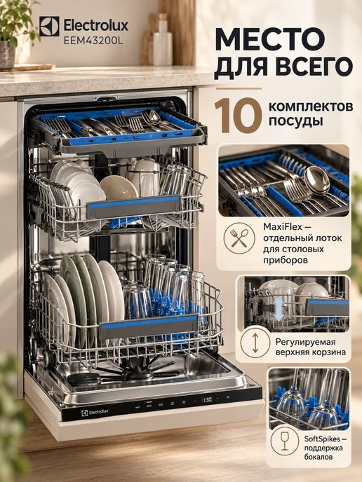 Electrolux Встраиваемая посудомоечная машина EEM43200L, 43200 л, фото 3