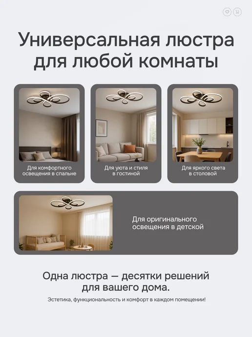 Yulav Люстра потолочная светодиодная с пультом для зала, черный, фото 5