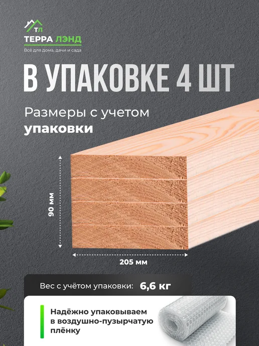Терра_Лэнд Доска строганная 4 шт сорт AB 195х20х900, 20x900, 4 шт, фото 3