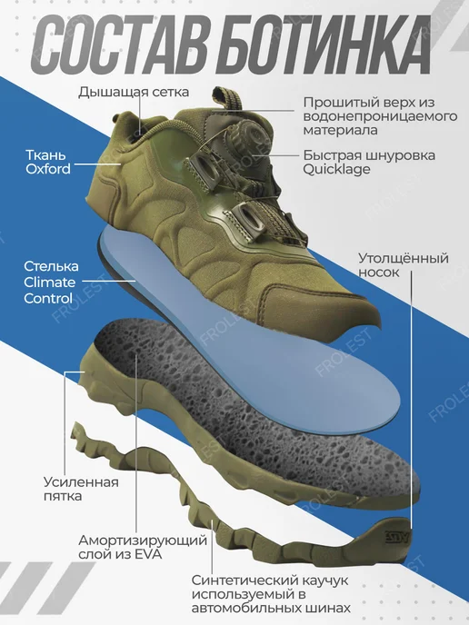 FROLEST Тактическая обувь, ботинки, кроссовки облегченные, серый, фото 6