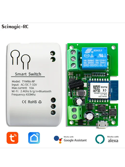 TUYA Wi-Fi Smart Module Сухой контактный 1CH 7-32 В, белый