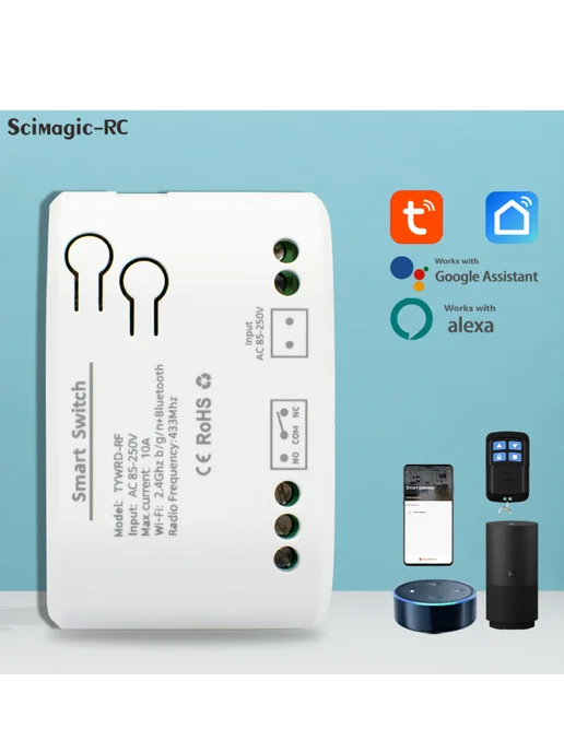 Модуль TUYA Smart Wi-Fi сухой контактный 1CH 85-250 В, белый