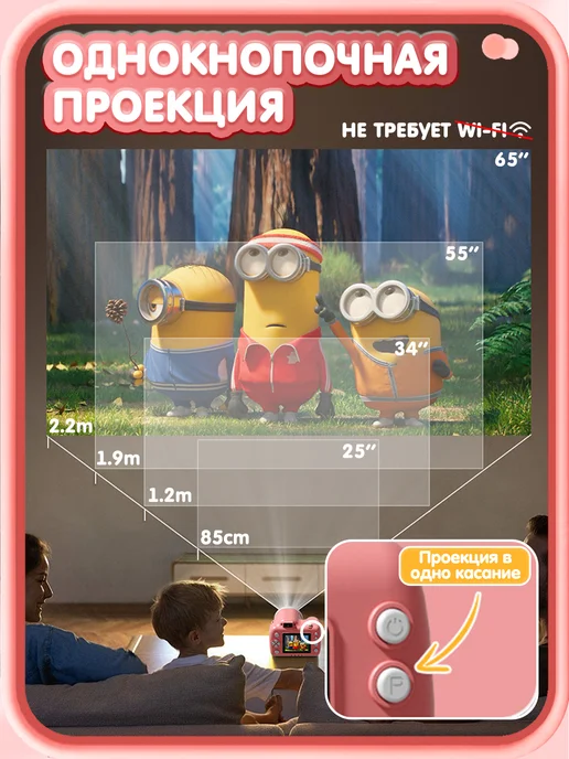 Фотоаппарат детский с проектор, розовый, фото 3