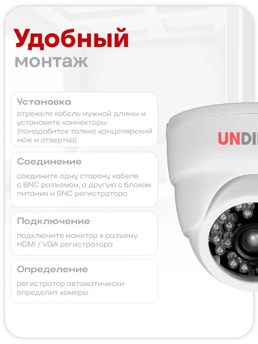 Undino Комплект видеонаблюдения UN-ED205H, черный, фото 5