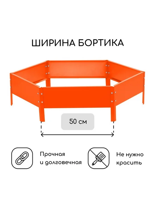 Клумба оцинкованная d - 100 см высота бортика 15 см, вариант, фото 2