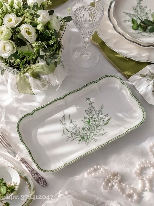 Wilson&Young Тарелка сервировочная 25х14 см Bloomware фарфоровая, 25x14 см, фото 3