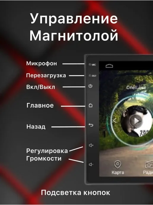 Магнитола автомобильная 9 дюймов Android 4+64GB Андроид, 64 ГБ, фото 2