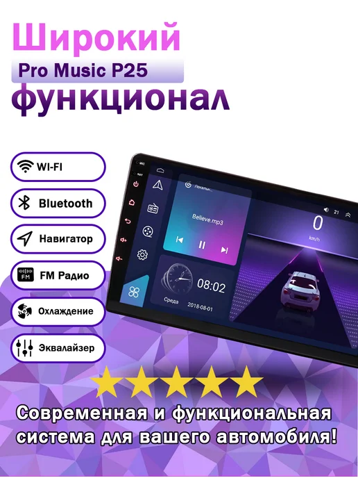 ProMusic Магнитола P25 универсальный монитор 4+64, вариант, фото 3
