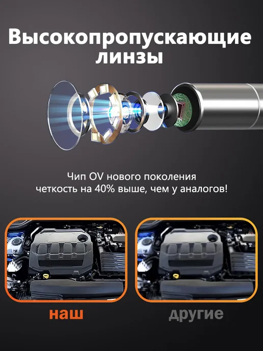NewView Эндоскоп с поворотом на 360° и экраном 4,3" 6,2 мм 1,6 м, 1,6 м, фото 3