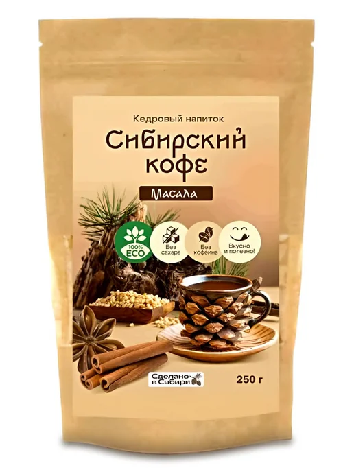 Мед и Конфитюр Напиток кедровый Сибирский кофе масала 250 гр, 250 г, фото 7