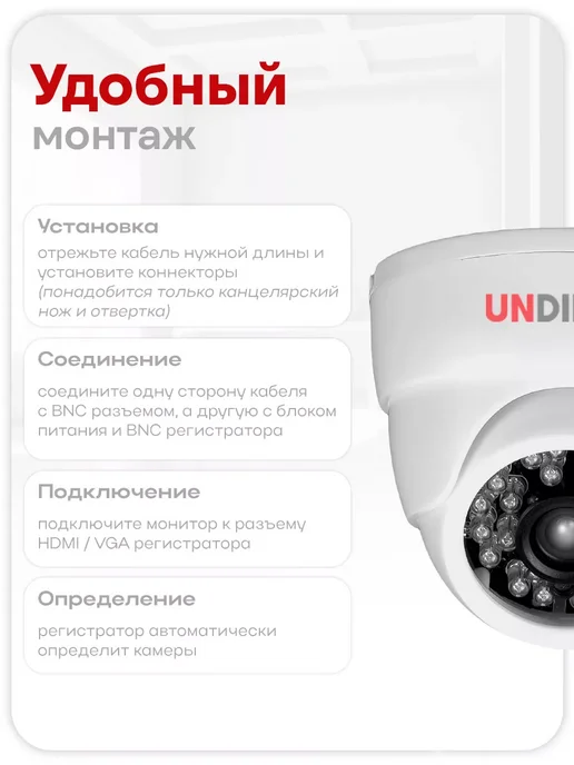 Undino Комплект видеонаблюдения UN-ED509H, черный, фото 5