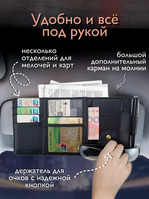 Органайзер автомобильный на солнцезащитный козырек, вариант, фото 2