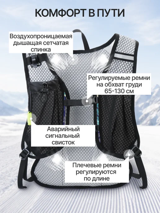 Nevo Rhino Рюкзак для горных лыж с гидратором, голубой, фото 7
