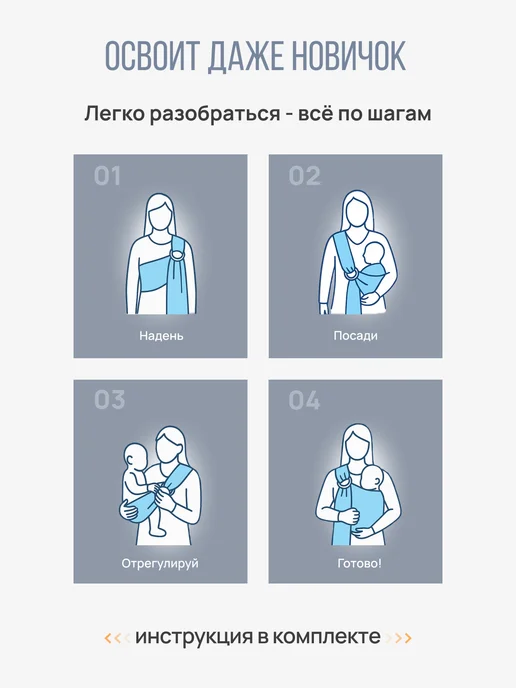 Чудо-Чадо Слинг для новорожденного с кольцами с рождения, серый, фото 7