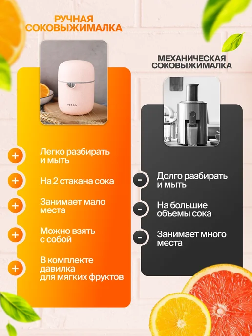ECOCO Ручная соковыжималка для цитрусовых механическая, вариант, фото 4