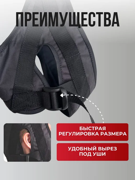 КОБЕЦ петля глиссона для шеи с креплением на турник тренажер, черный, фото 3