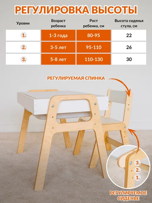 FOXLIK Стул детский растущий, белый, фото 3