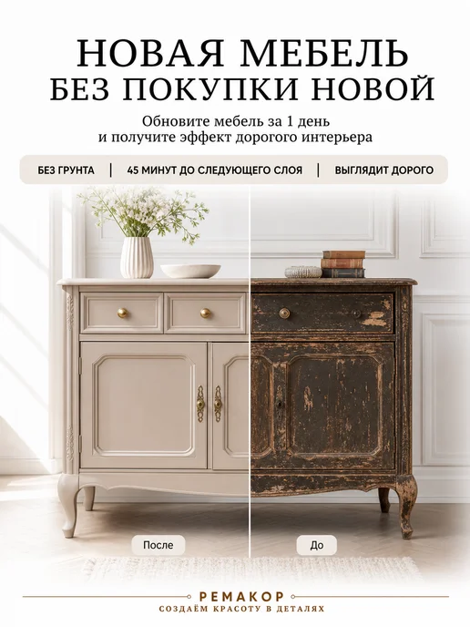 РеМаКор Краска для мебели без запаха быстросохнущая Элегантность, бежевый, фото 2