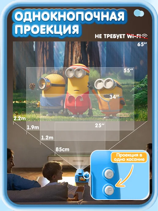 Фотоаппарат детский с проектор, голубой, фото 3