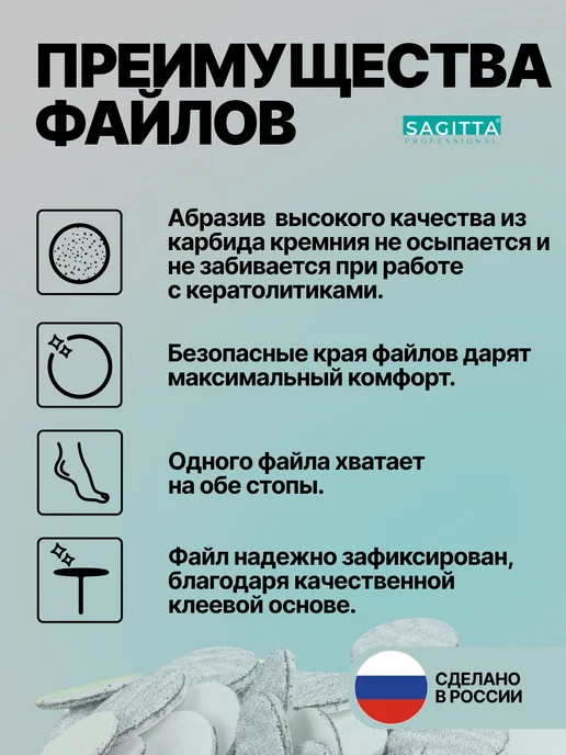 Sagitta Сменные файлы для педикюра на смарт диск d25 80грит, 50 шт, фото 2