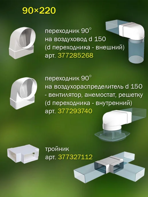 ERA Соединитель вентиляционный 90×220 мм D 150 мм, 90x220 мм, фото 7