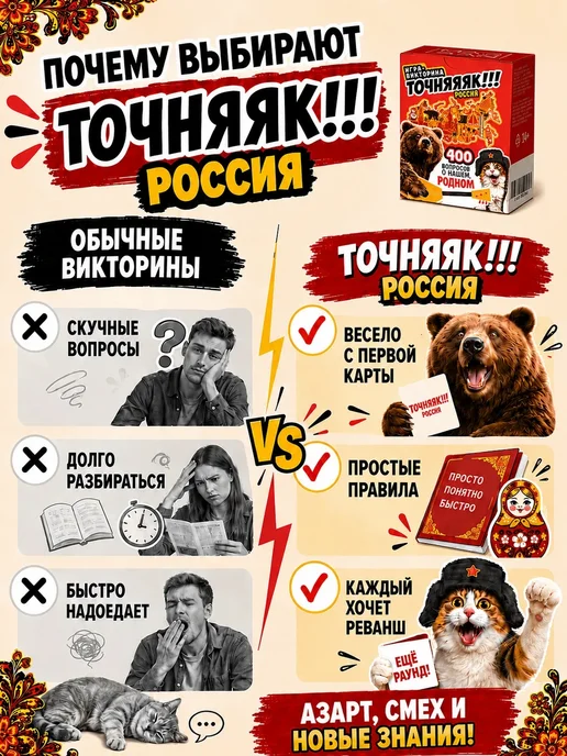 Точняк! Настольная игра для компании и всей семьи Точняк - Россия!, красный, фото 6