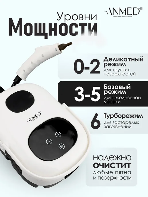 Anmediali Пароочиститель для дома мощный с насадками, белый, фото 3