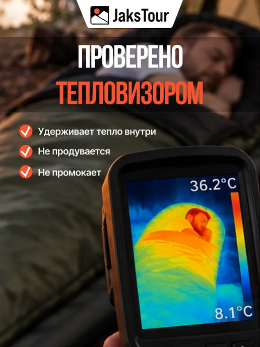 JaksTour Спальный мешок туристический с капюшоном, черный, фото 3