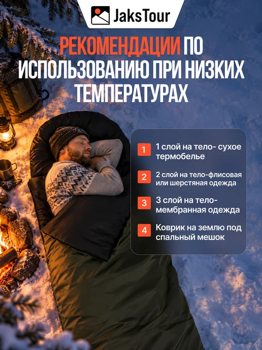 JaksTour Спальный мешок туристический с капюшоном, черный, фото 4