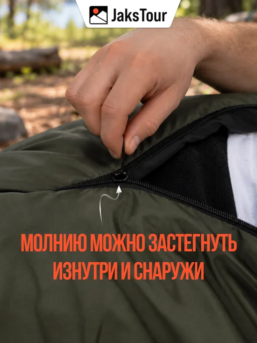 JaksTour Спальный мешок туристический с капюшоном, черный, фото 8