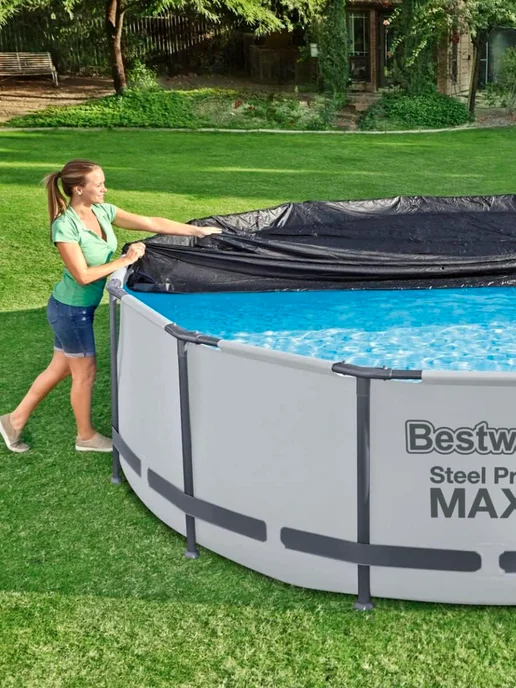 Bestway Тент крышка для круглого каркасного бассейна, черный, фото 6