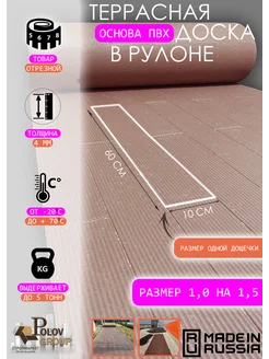 Покрытие-ПВХ ТЕРРАСНАЯ ДОСКА в рулоне 1м на 1,5м Нет бренда 377452043 купить за 3 206 ₽ в интернет‑магазине Wildberries