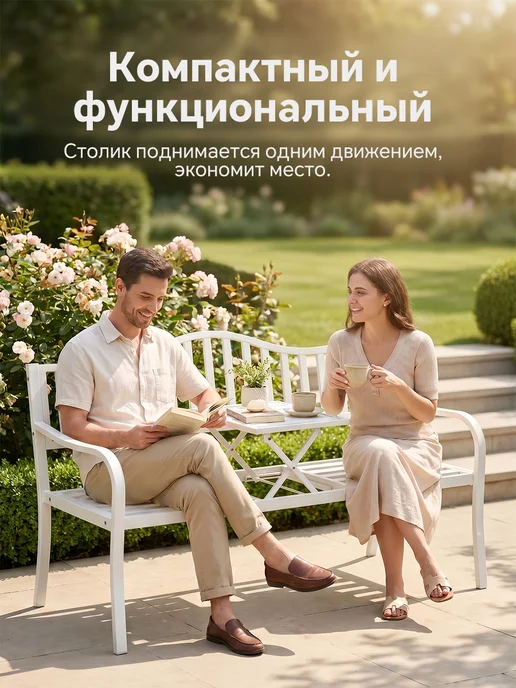 WFR Скамейка садовая со спинкой для дома и дачи, белый, фото 5