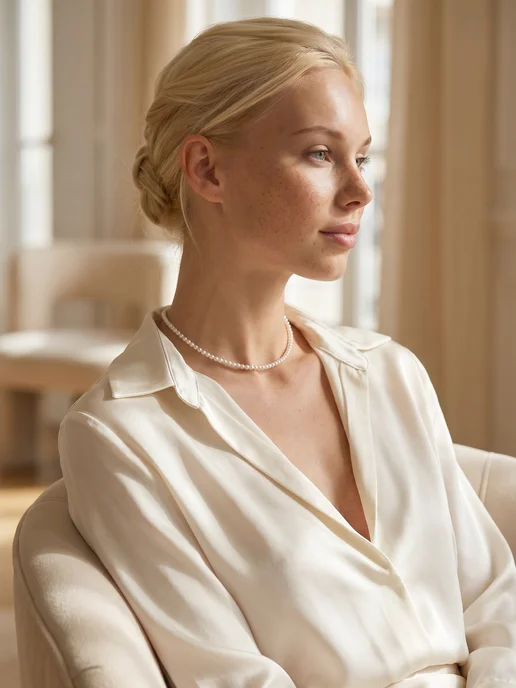 LUXE & JEWELRY Чокер из жемчуга майорка на шею бижутерия в подарок, белый, фото 4