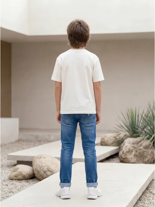 Yuke jeans Джинсы подростковые для мальчика большие размеры, синий, фото 5