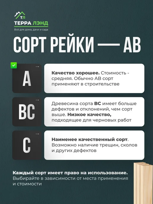 Терра_Лэнд Брус рейка 6 шт сорт АВ 30х10х600, 40x10x500, 6 шт, фото 5