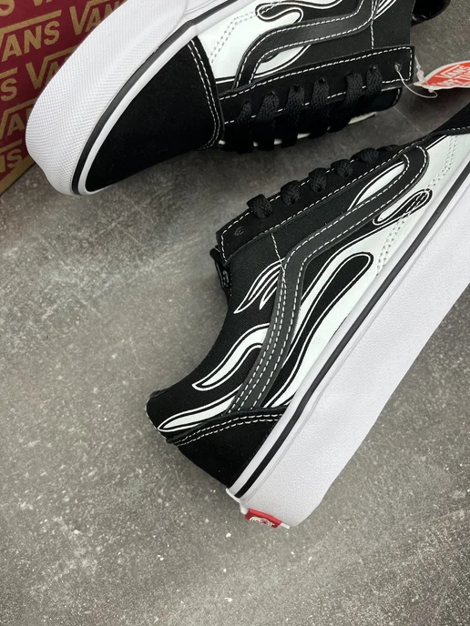 Meg Mix Кеды Ванс Old Skool dark white flame, белый, фото 5